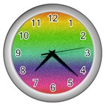 Metallic Rainbow Glitter Texture Wall Clocks (Silver)  Front