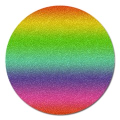 Metallic Rainbow Glitter Texture Magnet 5  (round) by paulaoliveiradesign