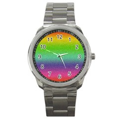 Metallic Rainbow Glitter Texture Sport Metal Watch by paulaoliveiradesign