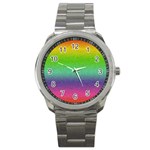 Metallic Rainbow Glitter Texture Sport Metal Watch Front