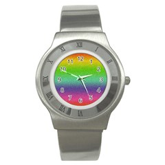 Metallic Rainbow Glitter Texture Stainless Steel Watch by paulaoliveiradesign