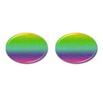 Metallic Rainbow Glitter Texture Cufflinks (Oval) Front(Pair)