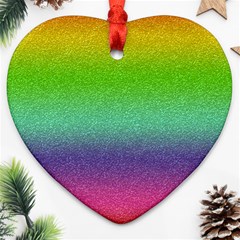 Metallic Rainbow Glitter Texture Heart Ornament (two Sides) by paulaoliveiradesign