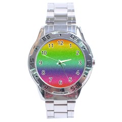 Metallic Rainbow Glitter Texture Stainless Steel Analogue Watch by paulaoliveiradesign