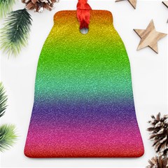 Metallic Rainbow Glitter Texture Bell Ornament (two Sides) by paulaoliveiradesign