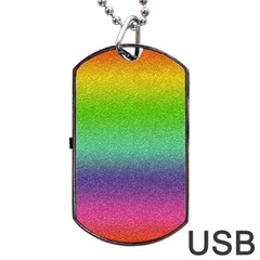 Metallic Rainbow Glitter Texture Dog Tag Usb Flash (two Sides) by paulaoliveiradesign