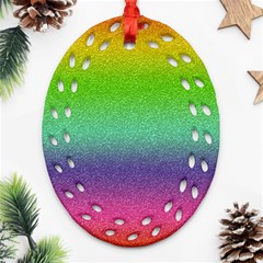 Metallic Rainbow Glitter Texture Ornament (oval Filigree) by paulaoliveiradesign