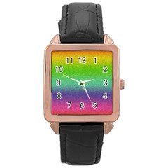 Metallic Rainbow Glitter Texture Rose Gold Leather Watch  by paulaoliveiradesign