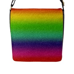 Metallic Rainbow Glitter Texture Flap Messenger Bag (l)  by paulaoliveiradesign