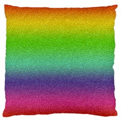 Metallic Rainbow Glitter Texture Large Flano Cushion Case (one Side) by paulaoliveiradesign