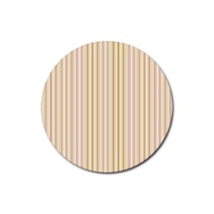 Stripes Pink And Green  Line Pattern Rubber Round Coaster (4 Pack) 