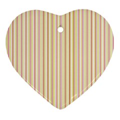 Stripes Pink And Green  Line Pattern Heart Ornament (two Sides) by paulaoliveiradesign