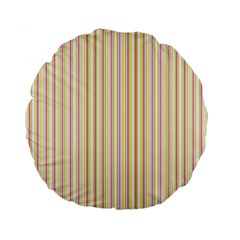 Stripes Pink And Green  Line Pattern Standard 15  Premium Round Cushions by paulaoliveiradesign