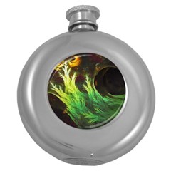 A Seaweed s Deepdream Of Faded Fractal Fall Colors Round Hip Flask (5 Oz) by jayaprime