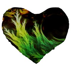 A Seaweed s Deepdream Of Faded Fractal Fall Colors Large 19  Premium Flano Heart Shape Cushions by jayaprime