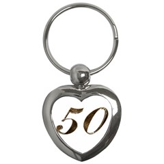 Number 50 Elegant Gold Glitter Look Typography 50th Anniversary Key Chains (heart)  by yoursparklingshop