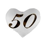 Number 50 Elegant Gold Glitter Look Typography 50th Anniversary Standard 16  Premium Heart Shape Cushions Back