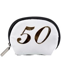 Number 50 Elegant Gold Glitter Look Typography 50th Anniversary Accessory Pouches (small) 