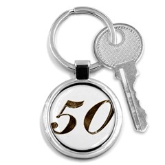 Number 50 Elegant Gold Glitter Look Typography Key Chains (round)  by yoursparklingshop