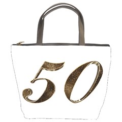 Number 50 Elegant Gold Glitter Look Typography Bucket Bags by yoursparklingshop