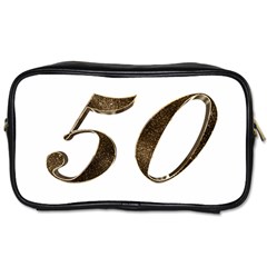 Number 50 Elegant Gold Glitter Look Typography Toiletries Bags 2-side by yoursparklingshop