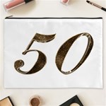 Number 50 Elegant Gold Glitter Look Typography Cosmetic Bag (XXXL)  Front