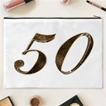 Number 50 Elegant Gold Glitter Look Typography Cosmetic Bag (XXXL)  Back