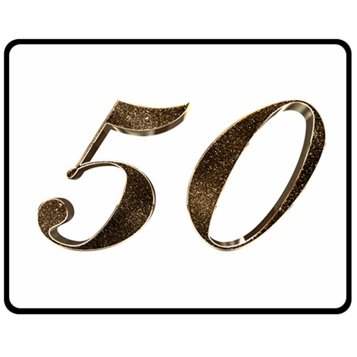 Number 50 Elegant Gold Glitter Look Typography Double Sided Fleece Blanket (Medium) 