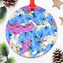 Tulips Flower Pattern Ornament (round) by paulaoliveiradesign