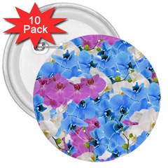 Tulips Flower Pattern 3  Buttons (10 Pack)  by paulaoliveiradesign