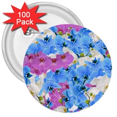 Tulips Flower Pattern 3  Buttons (100 Pack)  by paulaoliveiradesign