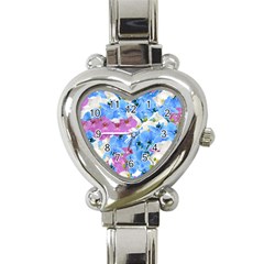 Tulips Flower Pattern Heart Italian Charm Watch by paulaoliveiradesign