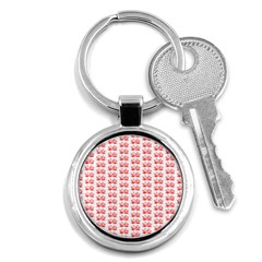 Red Lotus Floral Pattern Key Chains (round)  by paulaoliveiradesign