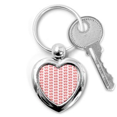 Red Lotus Floral Pattern Key Chains (heart)  by paulaoliveiradesign