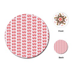 Red Lotus Floral Pattern Playing Cards (round)  by paulaoliveiradesign