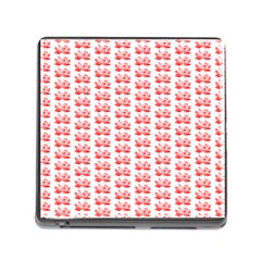 Red Lotus Floral Pattern Memory Card Reader (square) by paulaoliveiradesign