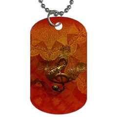 Golden Clef On Vintage Background Dog Tag (two Sides) by FantasyWorld7