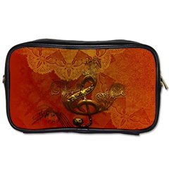 Golden Clef On Vintage Background Toiletries Bags