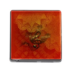 Golden Clef On Vintage Background Memory Card Reader (square) by FantasyWorld7