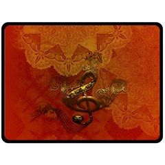 Golden Clef On Vintage Background Fleece Blanket (large)  by FantasyWorld7