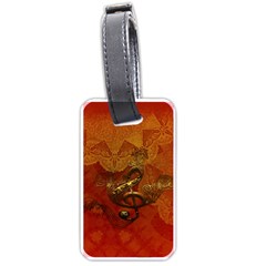 Golden Clef On Vintage Background Luggage Tags (one Side)  by FantasyWorld7