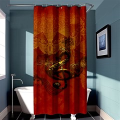 Golden Clef On Vintage Background Shower Curtain 36  X 72  (stall)  by FantasyWorld7