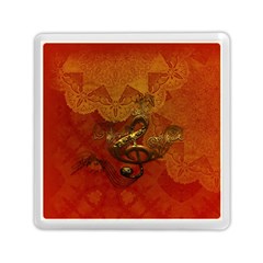 Golden Clef On Vintage Background Memory Card Reader (square)  by FantasyWorld7