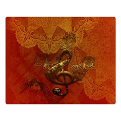 Golden Clef On Vintage Background Double Sided Flano Blanket (large)  by FantasyWorld7