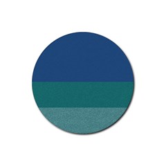 Blue Gradient Glitter Texture Pattern  Rubber Round Coaster (4 Pack)  by paulaoliveiradesign