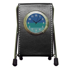 Blue Gradient Glitter Texture Pattern  Pen Holder Desk Clocks