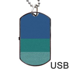 Blue Gradient Glitter Texture Pattern  Dog Tag Usb Flash (two Sides) by paulaoliveiradesign