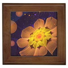 Beautiful Violet & Peach Primrose Fractal Flowers Framed Tiles by jayaprime