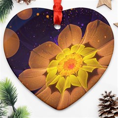 Beautiful Violet & Peach Primrose Fractal Flowers Ornament (heart) by jayaprime