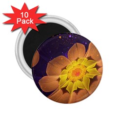 Beautiful Violet & Peach Primrose Fractal Flowers 2 25  Magnets (10 Pack)  by jayaprime